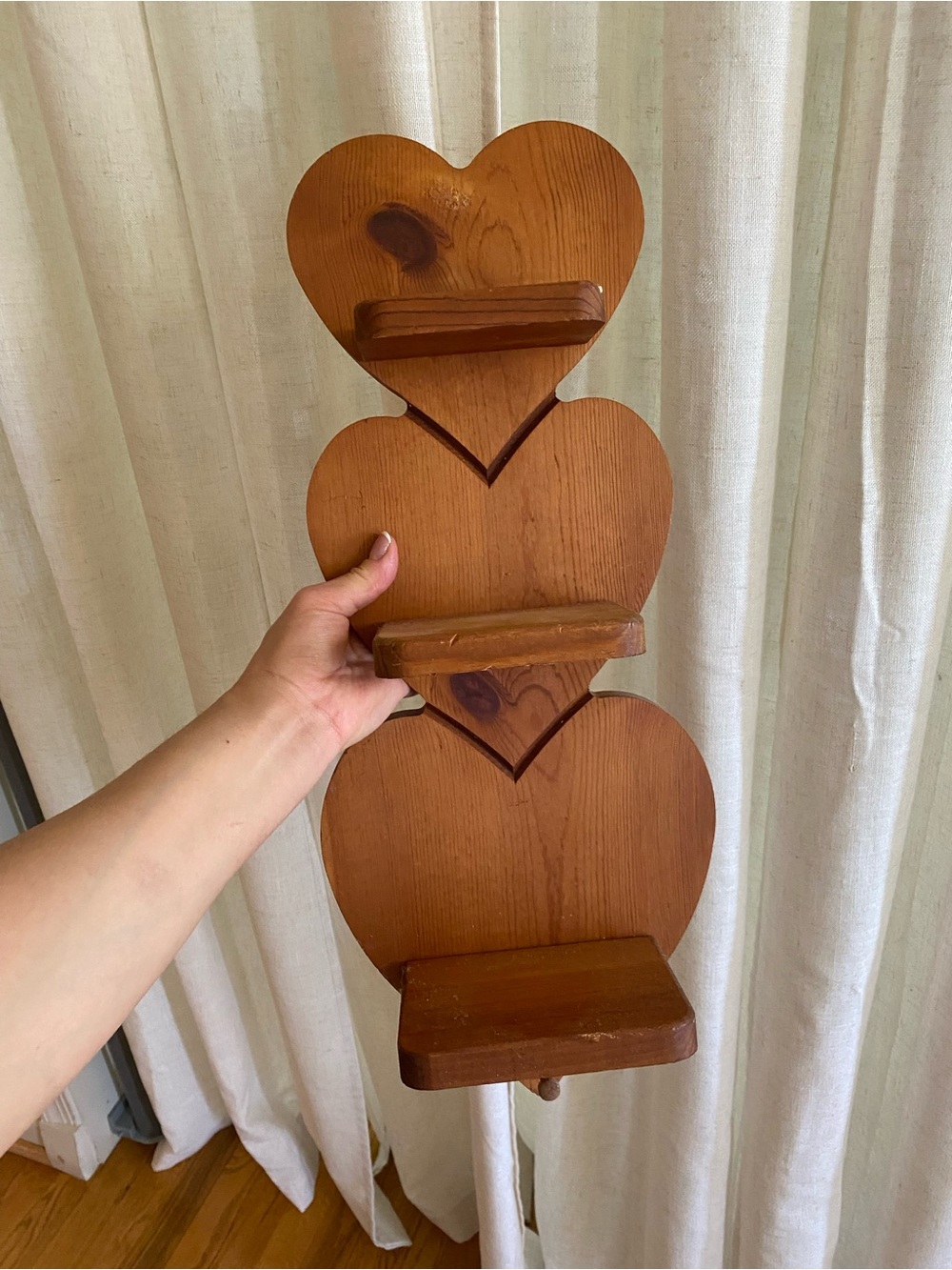 Wooden Heart Wall Shelf - Brown